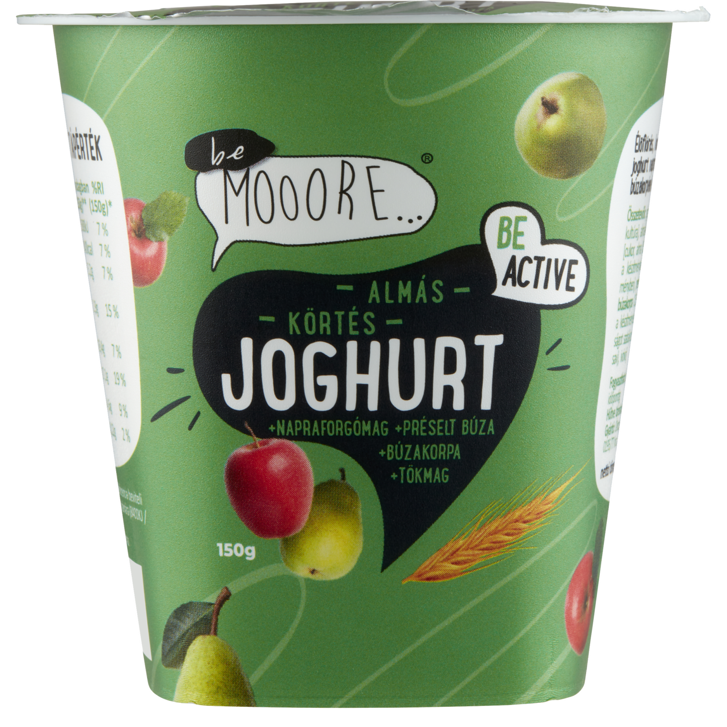 Be Mooore almás-körtés joghurt napraforgómaggal, préselt búzával, búzakorpával és tökmaggal 150 g