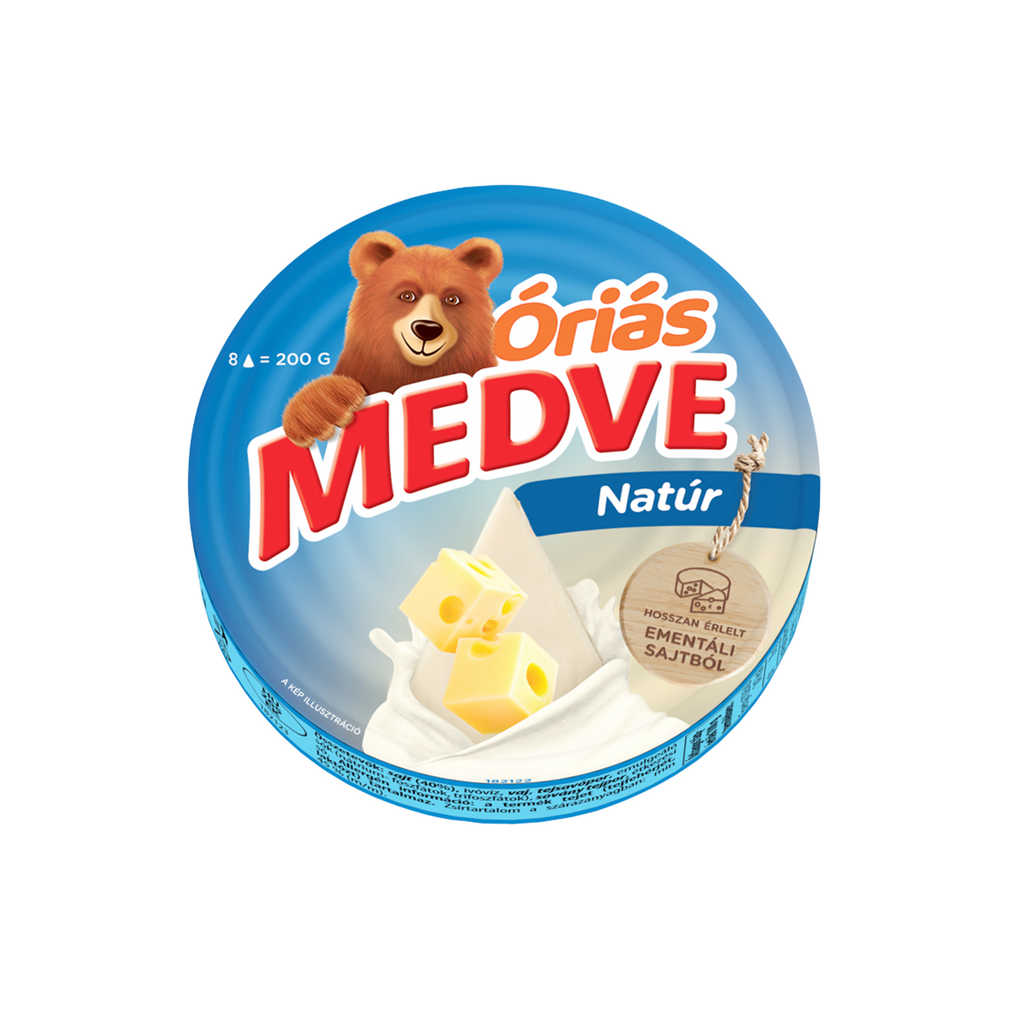 Medve Óriás natúr kenhető, zsíros, ömlesztett sajt 8 x 25 g (200 g)