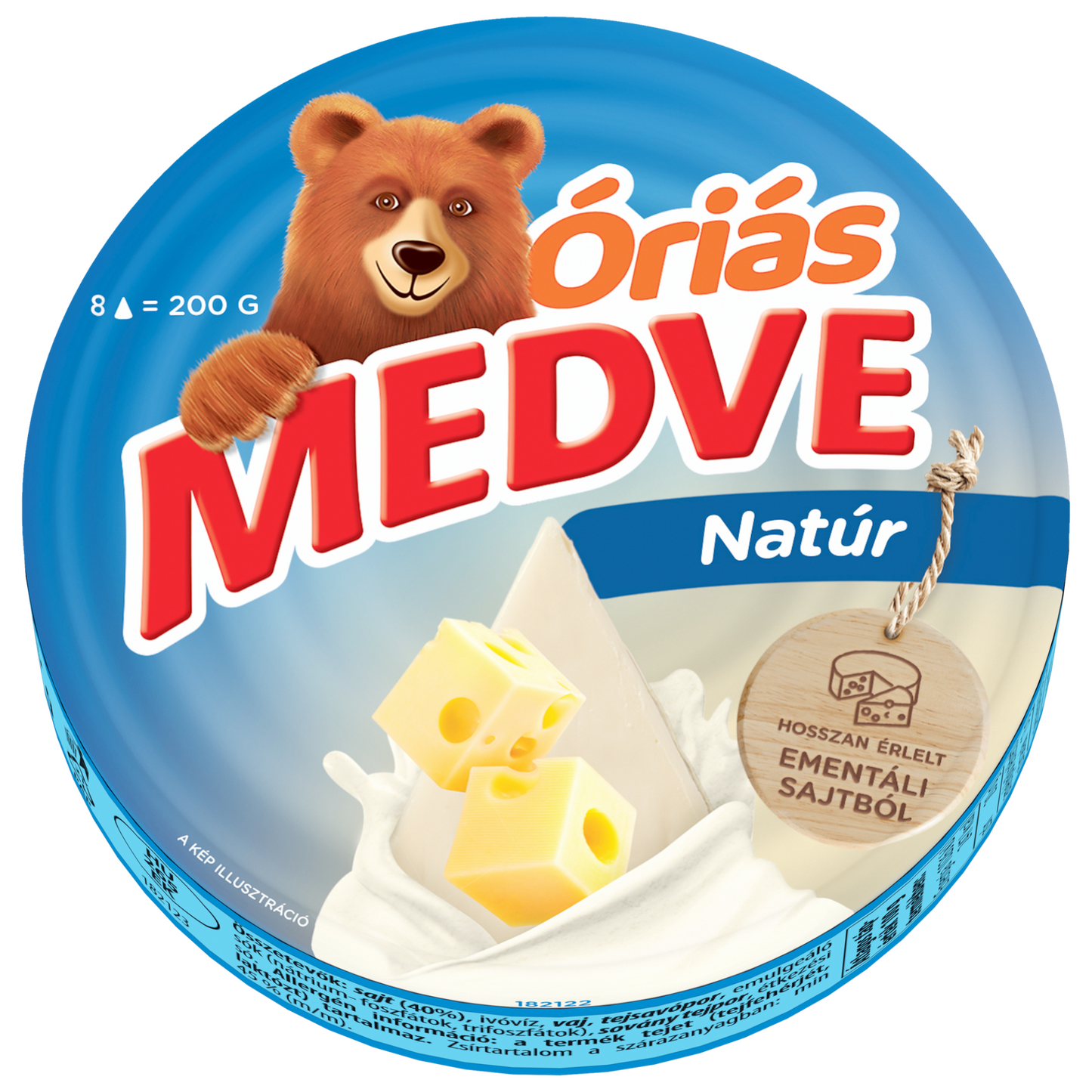 Medve Óriás natúr kenhető, zsíros, ömlesztett sajt 8 x 25 g (200 g)
