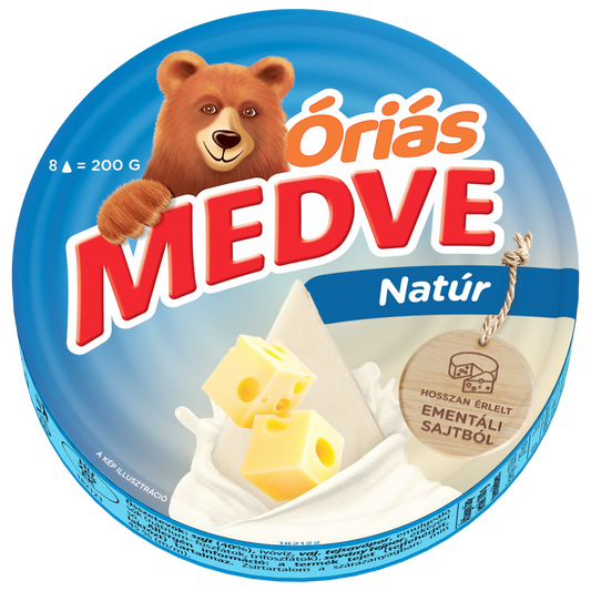 Medve Óriás natúr kenhető, zsíros, ömlesztett sajt 8 x 25 g (200 g)