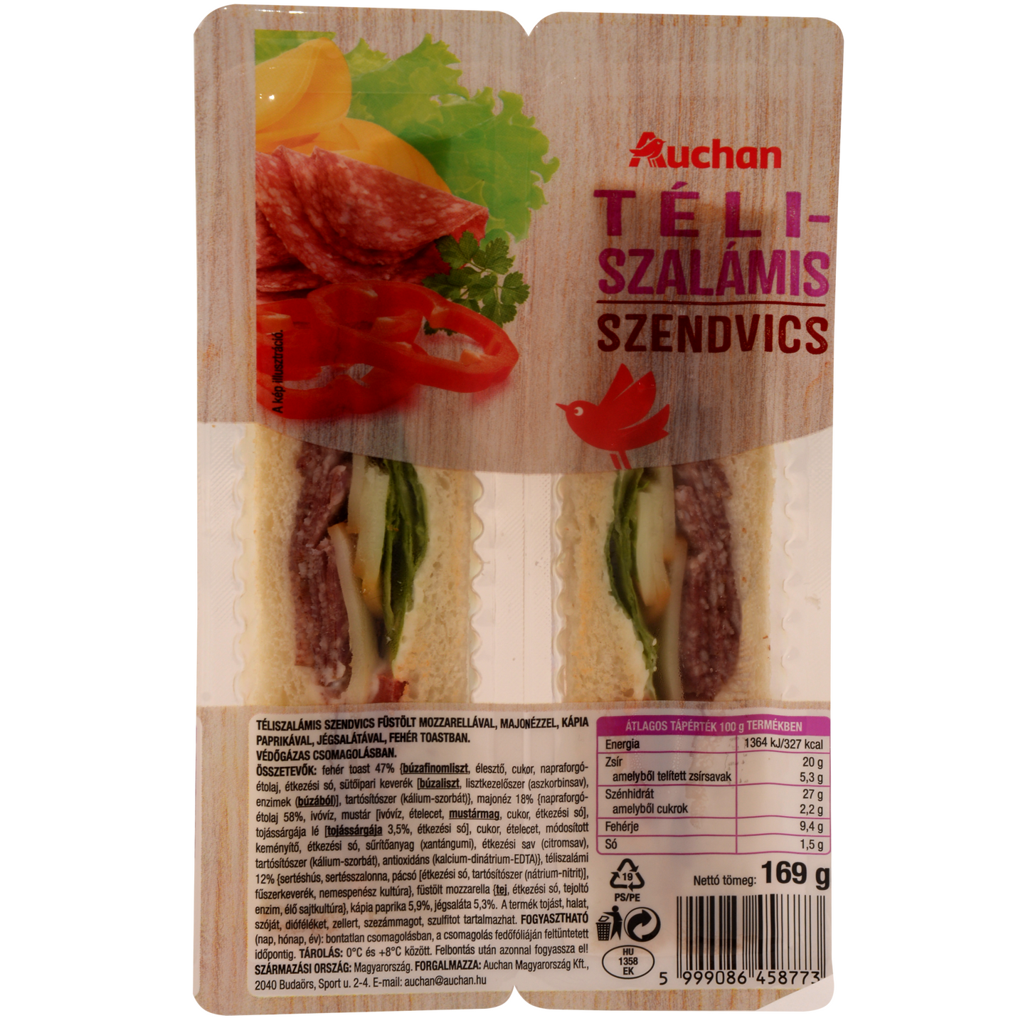 Auchan Kedvenc téliszalámis szendvics 169 g