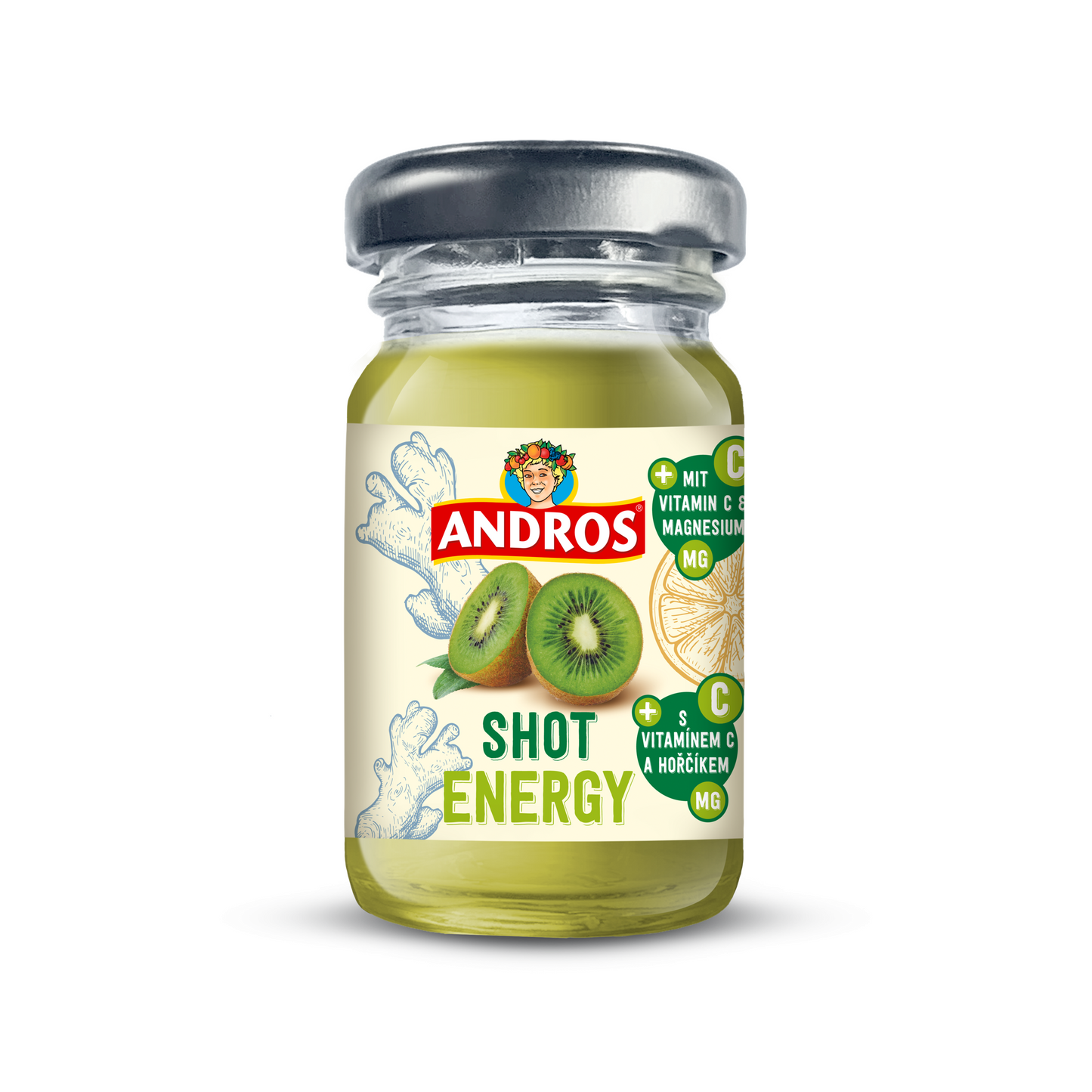 Andros shot energy-kiwi-gyömbér ital C-vitaminnal és magnéziummal 55 ml