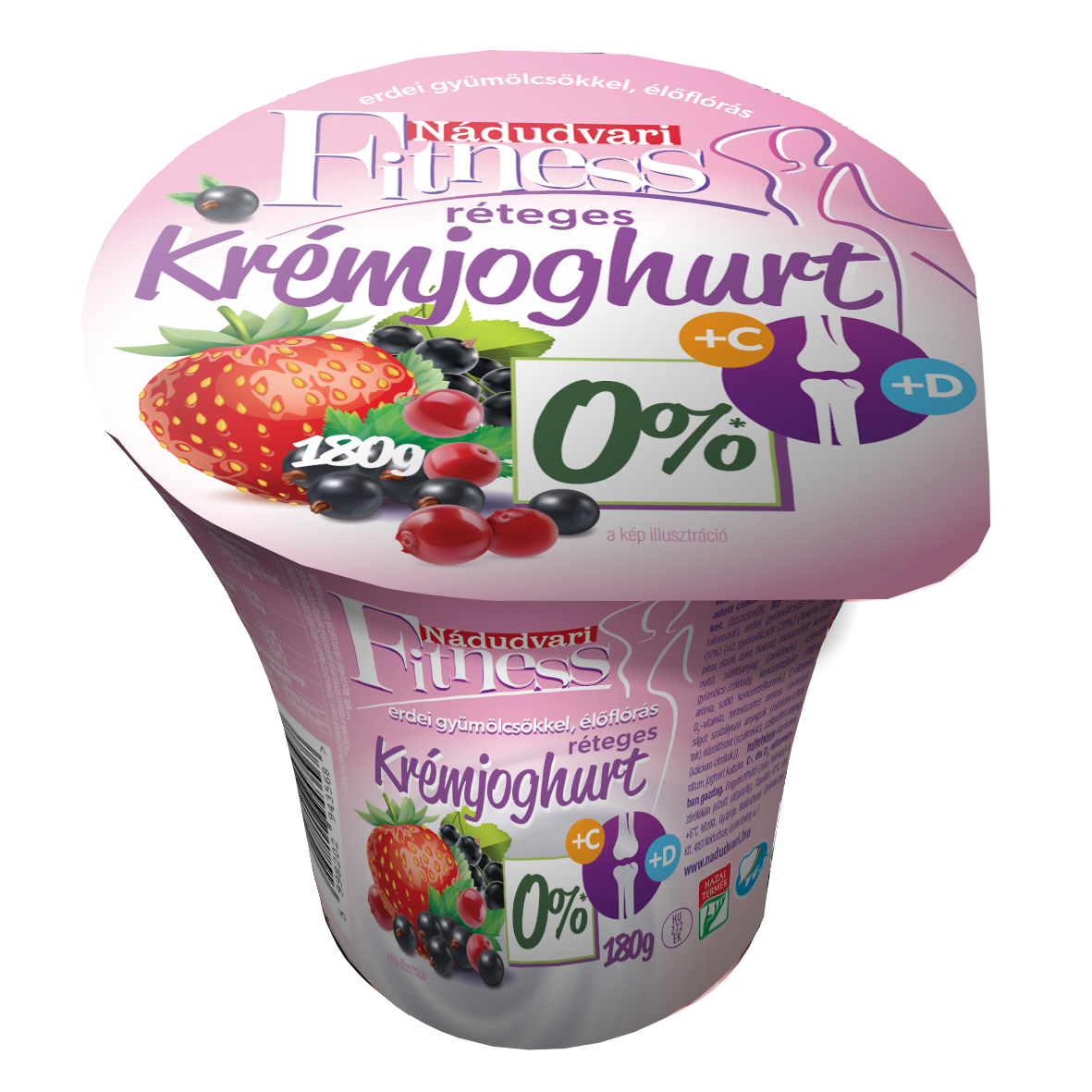 Nádudvari Fitness élőflórás, réteges krémjoghurt erdei gyümölcsökkel 180 g