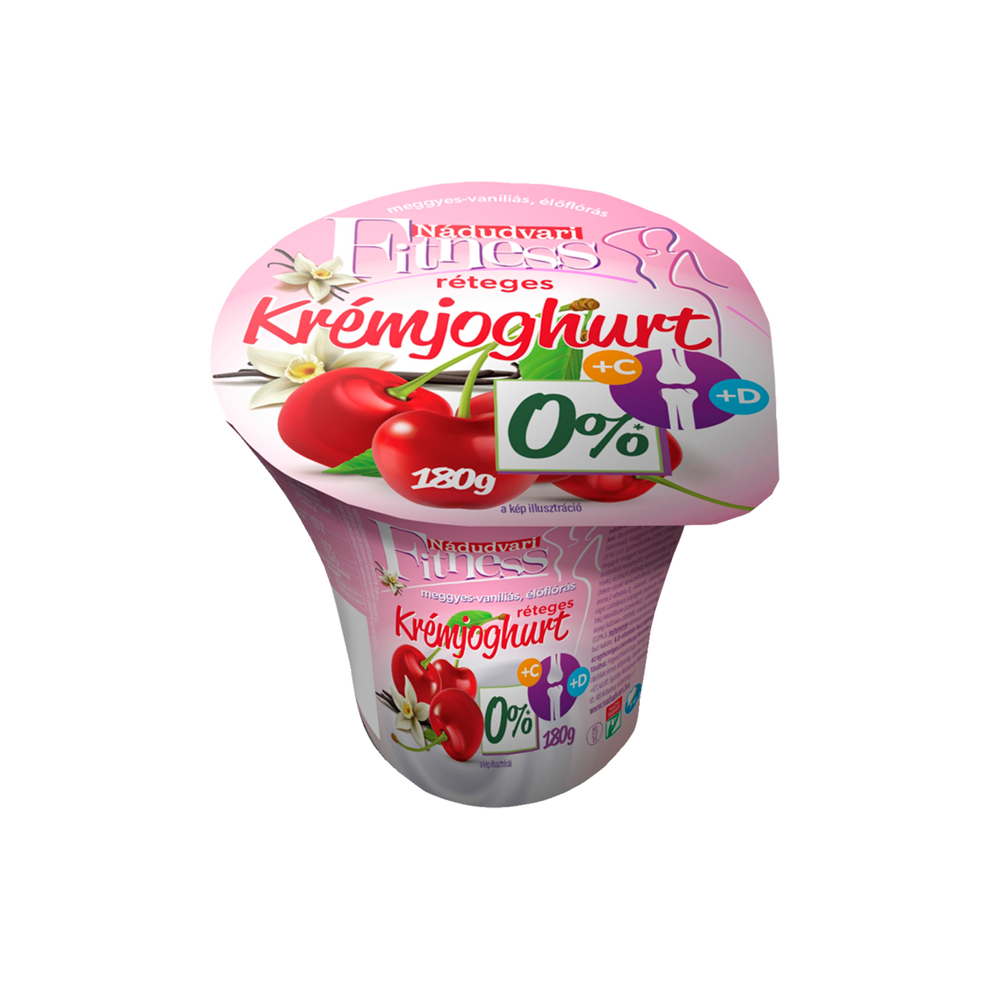 Nádudvari Fitness élőflórás réteges krémjoghurt meggyes-vaníliás 180 g