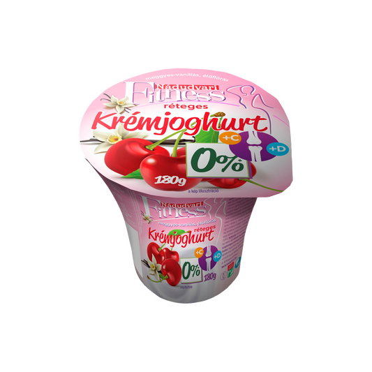 Nádudvari Fitness élőflórás réteges krémjoghurt meggyes-vaníliás 180 g