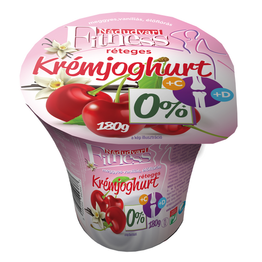 Nádudvari Fitness élőflórás réteges krémjoghurt meggyes-vaníliás 180 g