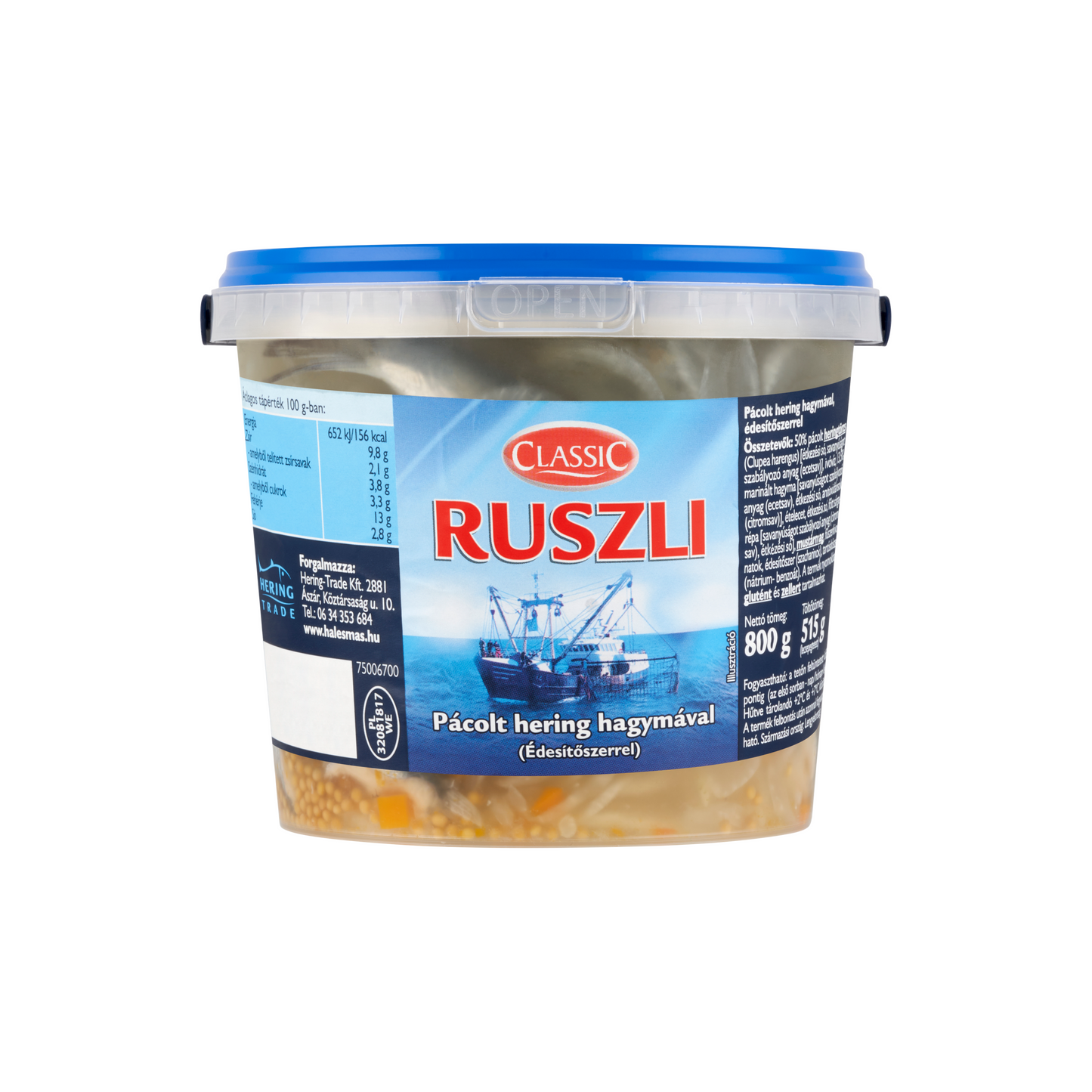 Classic Ruszli pácolt hering hagymával, édesítőszerrel 800 g