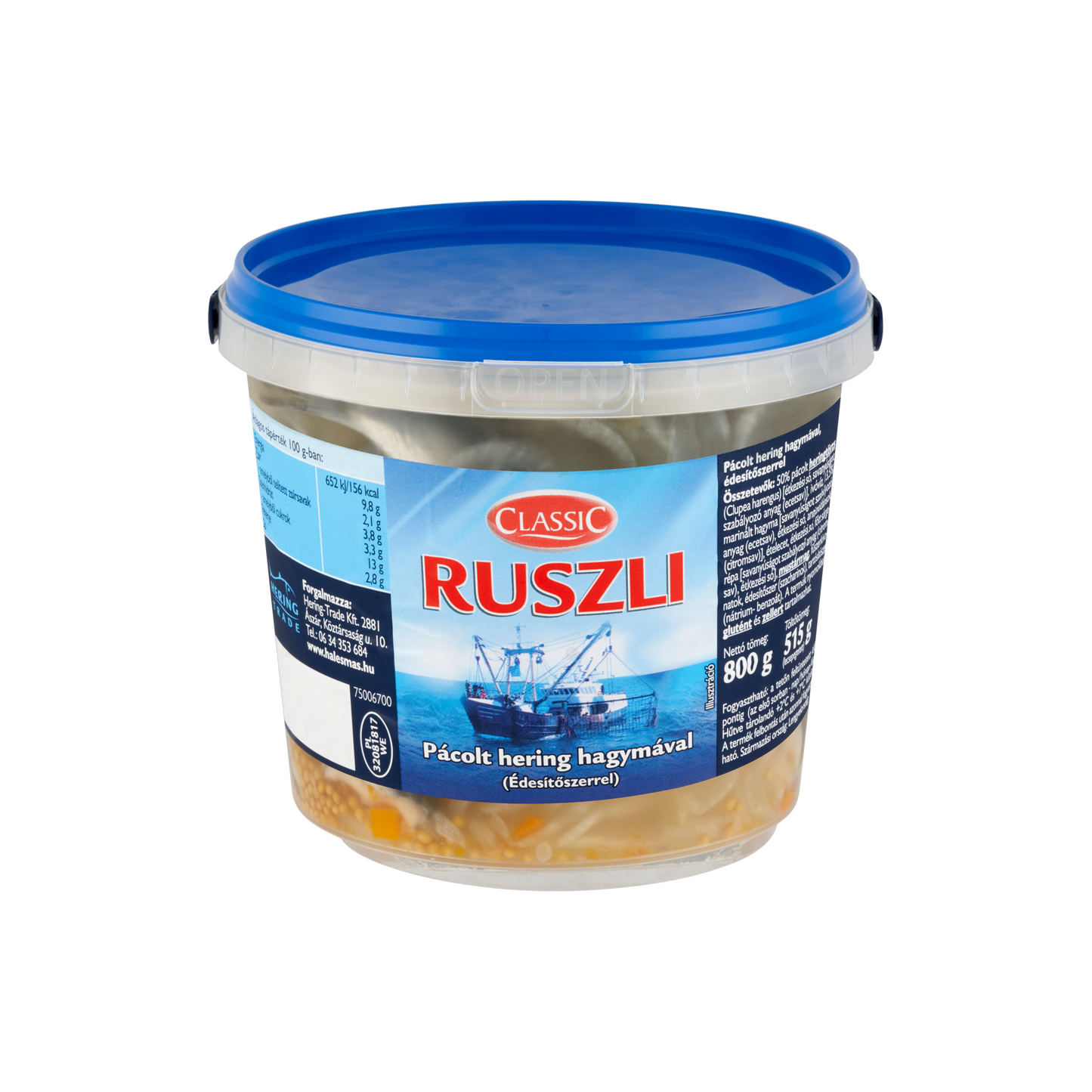 Classic Ruszli pácolt hering hagymával, édesítőszerrel 800 g