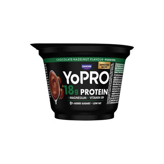 Danone YoPro csokoládé- és mogyoróízű tejdesszert édesítőszerrel, magnéziummal és folsavval 180 g