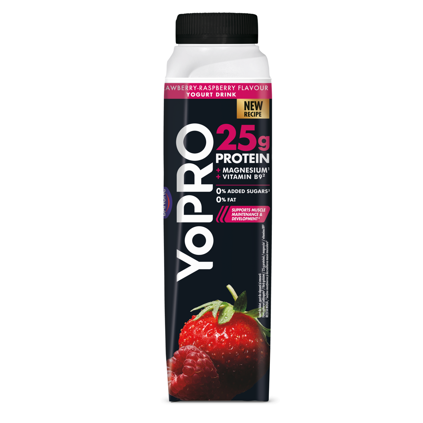 Danone YoPro eper- és málnaízű sovány joghurtital édesítőszerekkel 300 g