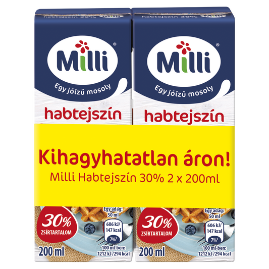 Milli UHT habtejszín 30% 2 x 200 ml