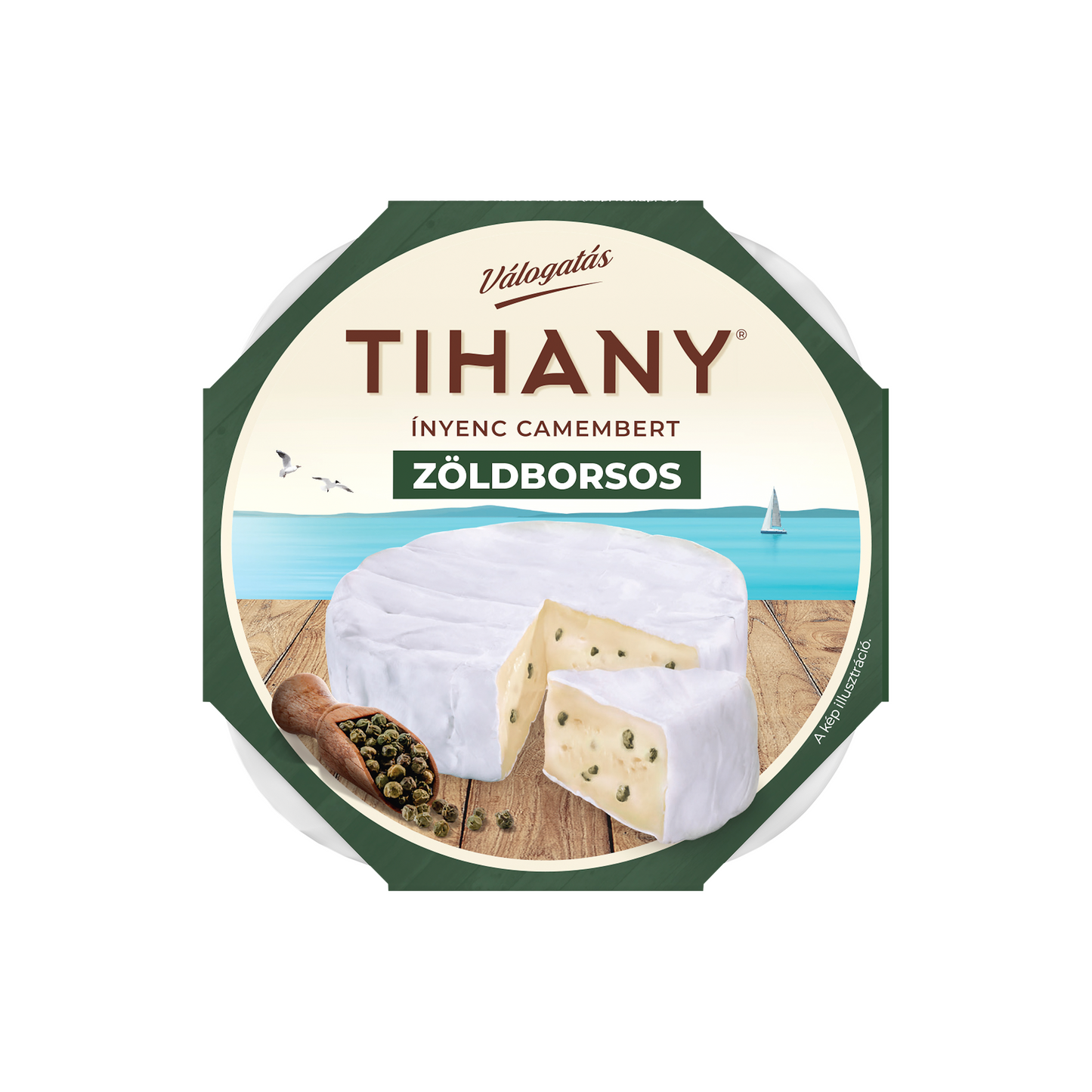 Tihany Válogatás Ínyenc Camembert zöldborsos zsírdús lágy sajt 120 g