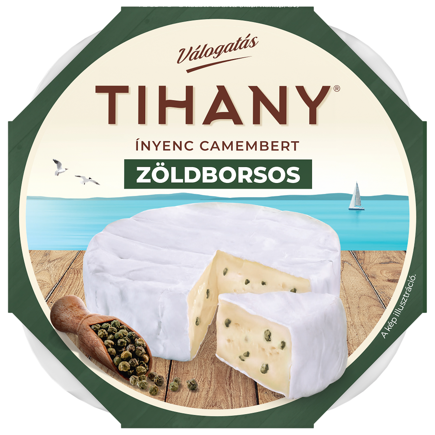 Tihany Válogatás Ínyenc Camembert zöldborsos zsírdús lágy sajt 120 g