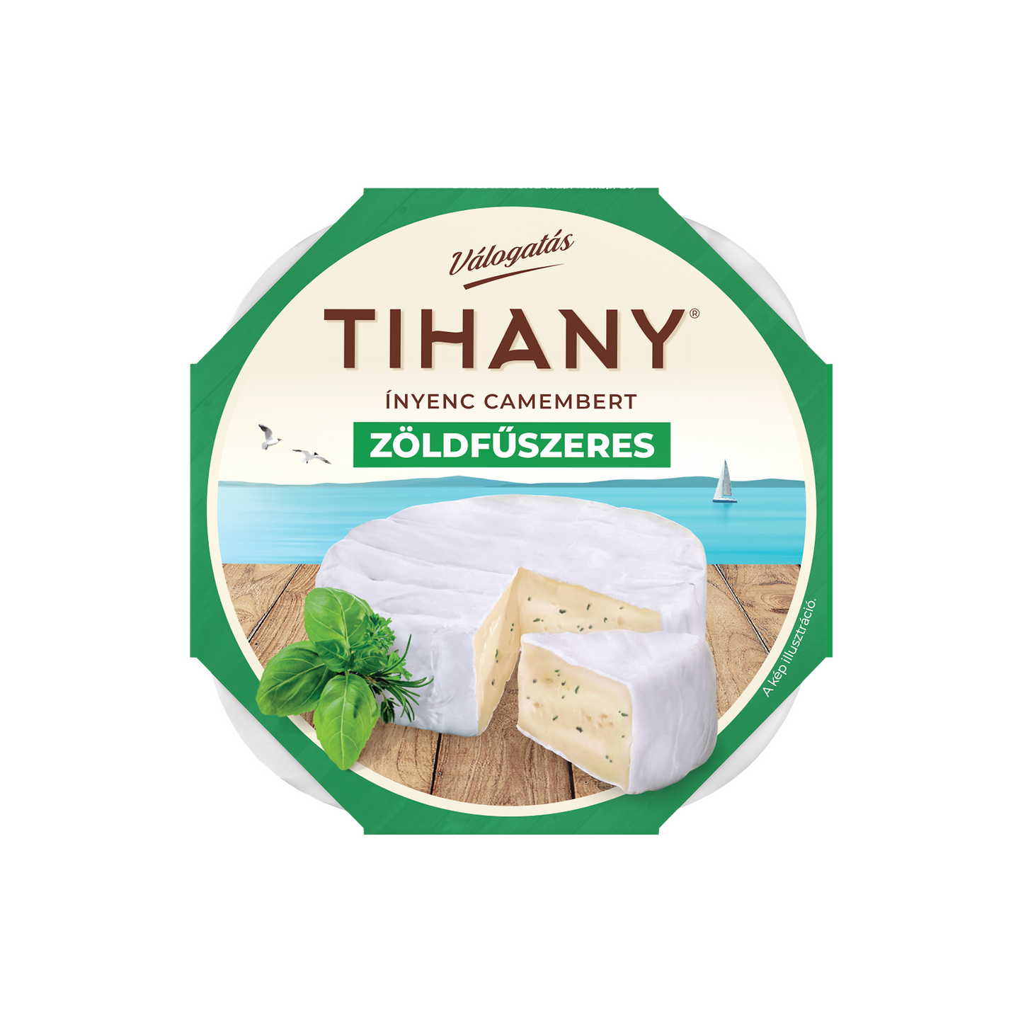 Tihany Válogatás Ínyenc Camembert zöldfűszeres zsírdús, lágy sajt 120 g