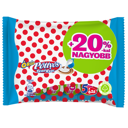 Pöttyös Óriás Túró Rudi natúr túródesszert tejes bevonattal 5 x 62 g (310 g)