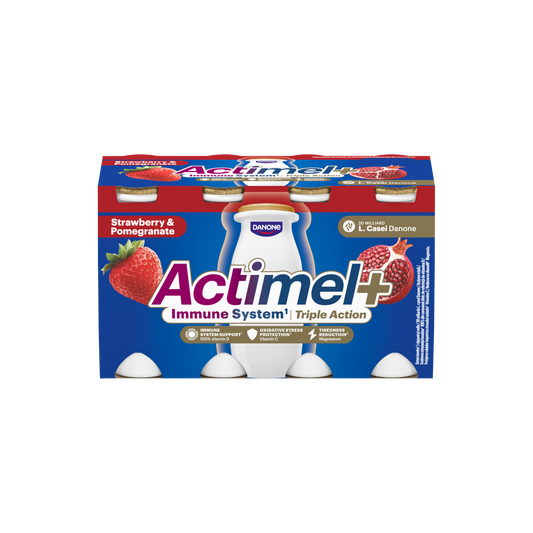 Danone Actimel+ eper- és gránátalmaízű zsírszegény joghurtalapú ital 8 x 100 g (800 g)