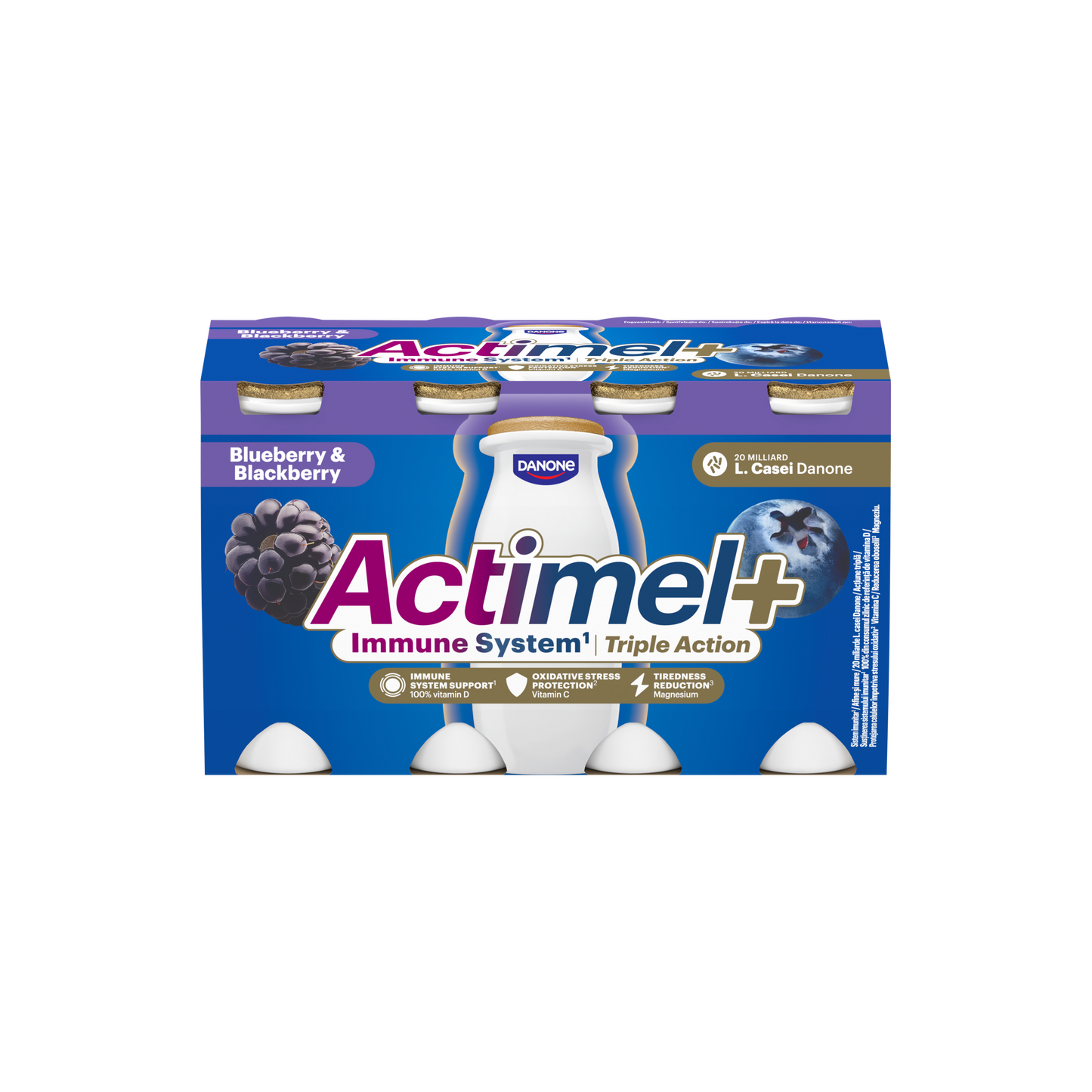 Danone Actimel+ áfonya- és feketeszeder ízű joghurtalapú ital 8 x 100 g (800 g)
