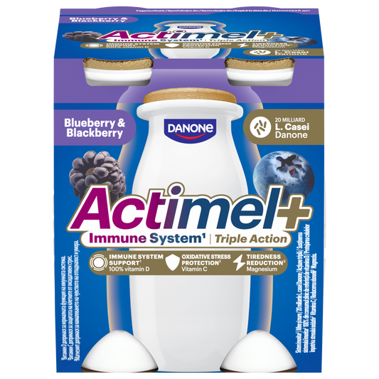 Danone Actimel+ áfonya- és feketeszeder ízű joghurtalapú ital 4 x 100 g (400 g)