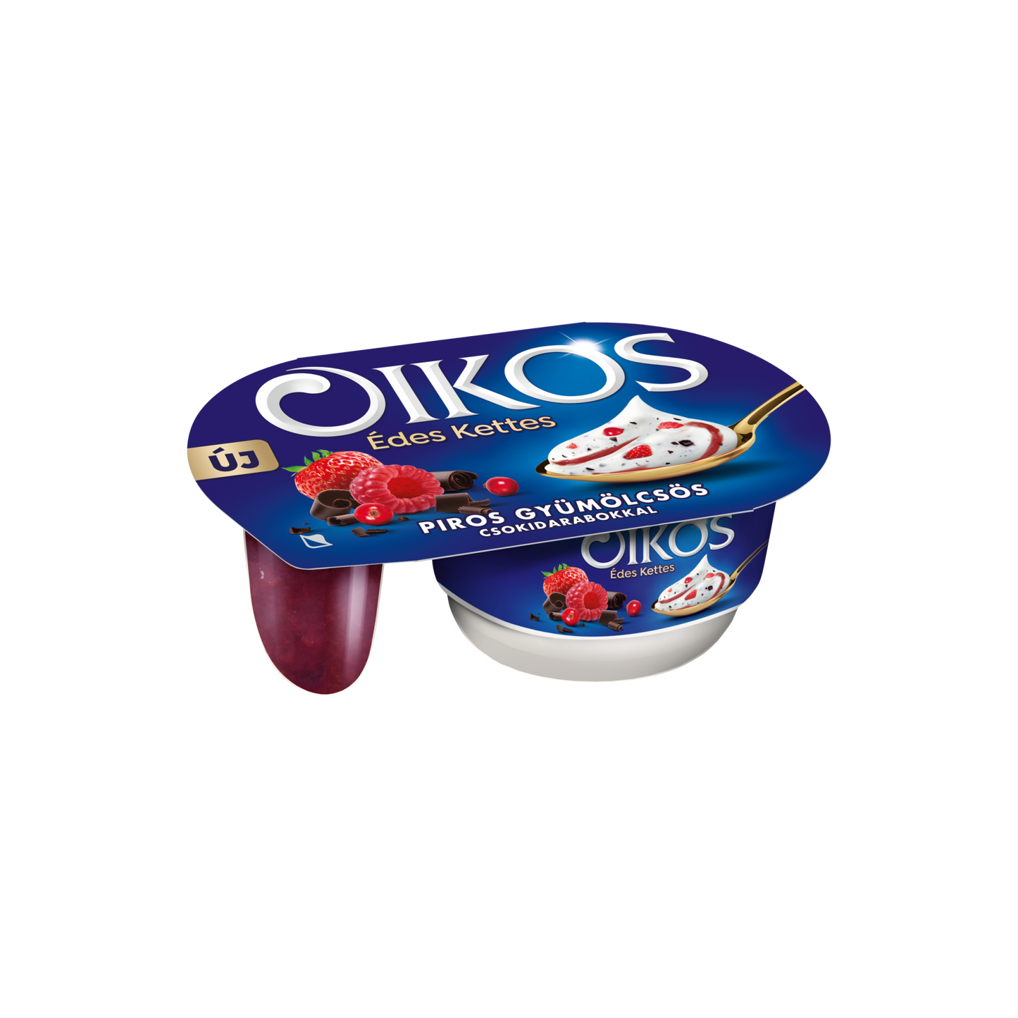 Danone Oikos Édes Kettes élőflórás édesített joghurt piros gyümölcsös szósszal 118 g