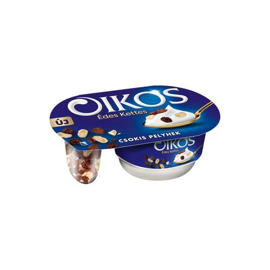 Danone Oikos Édes Kettes élőflórás édesített joghurt csokoládéval bevont kukoricapelyhekkel 102 g