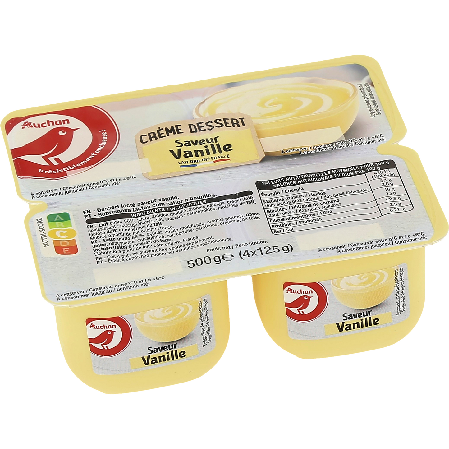 Auchan Kedvenc krém desszert vaniliás 4x125 g