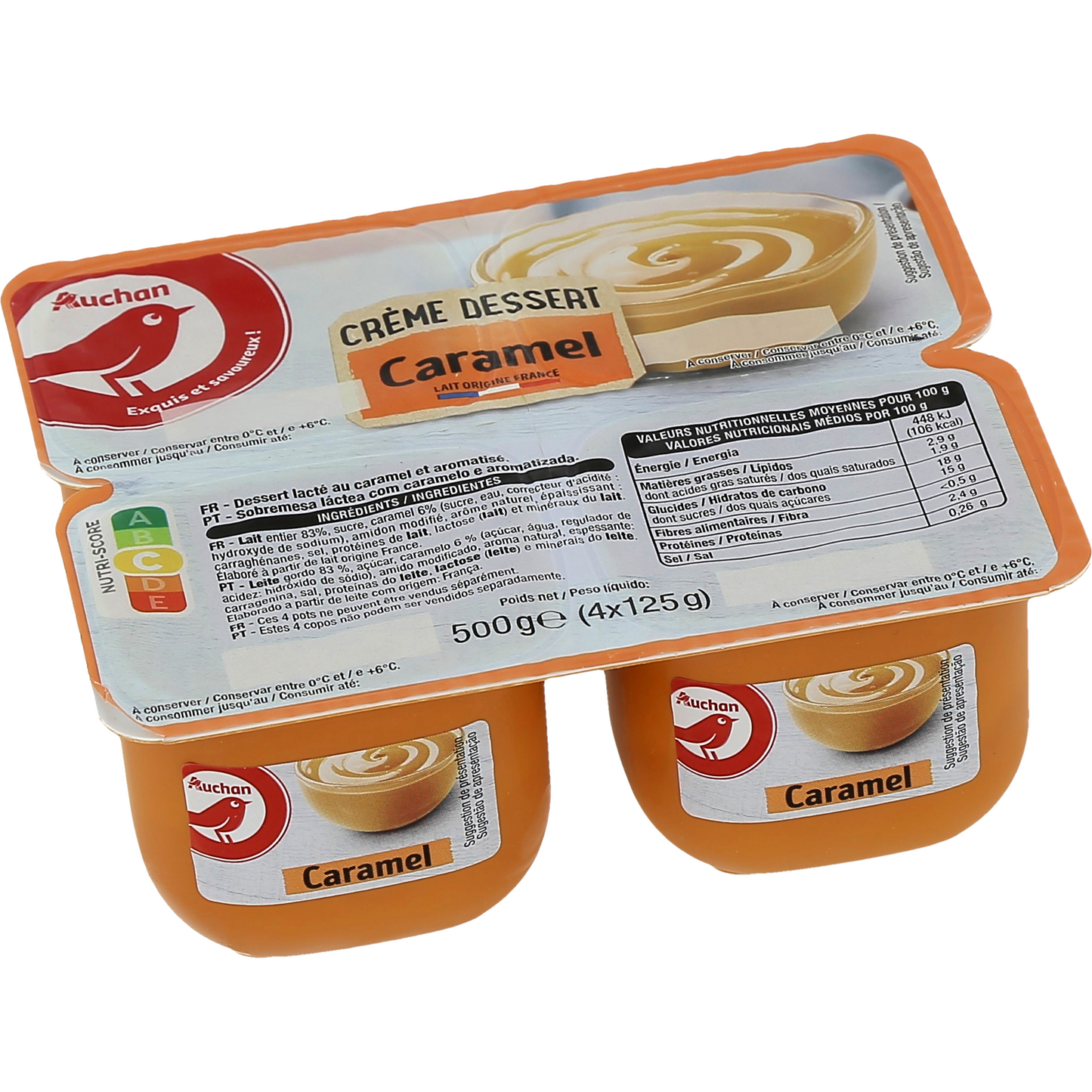 Auchan Kedvenc krém dresszert karamell 4 x 125 g