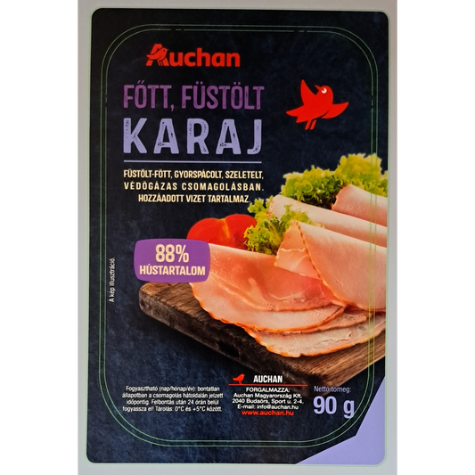 AUCHAN füstölt főtt karaj 90g szeletelt védőgázas