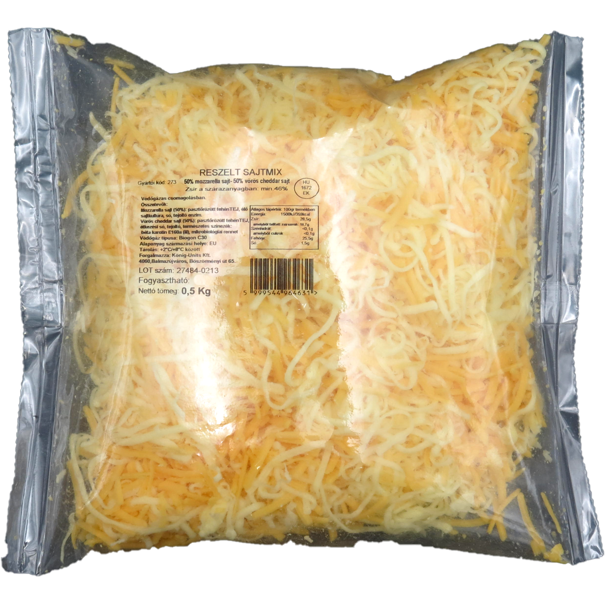 Reszelt sajtmix mozzarella-cheddar 500 g