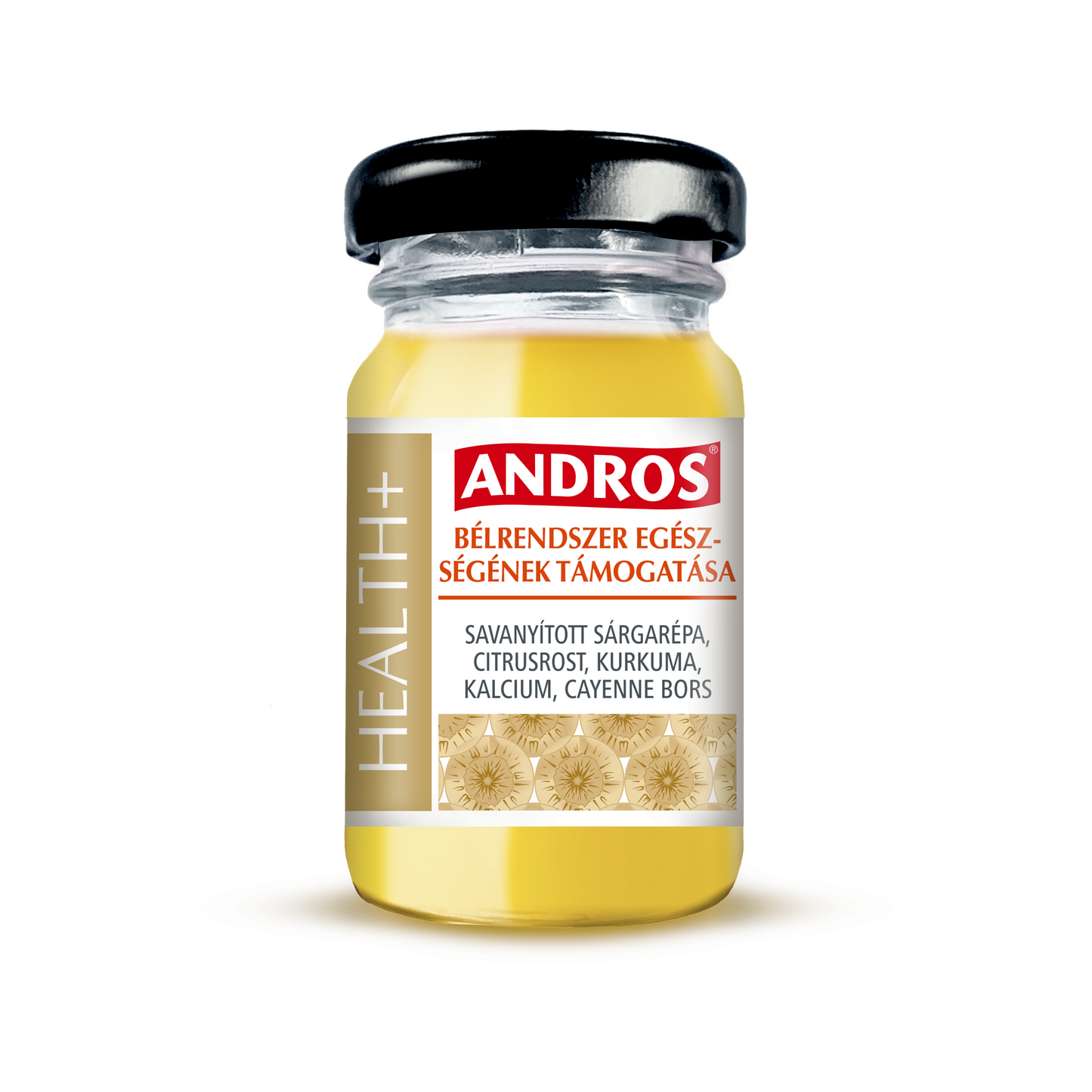 Andros Bélrendszer egészségének támogatása, savanyított sárgarépa rpst, kurkukma, kalcium, cayenne bors 55ml