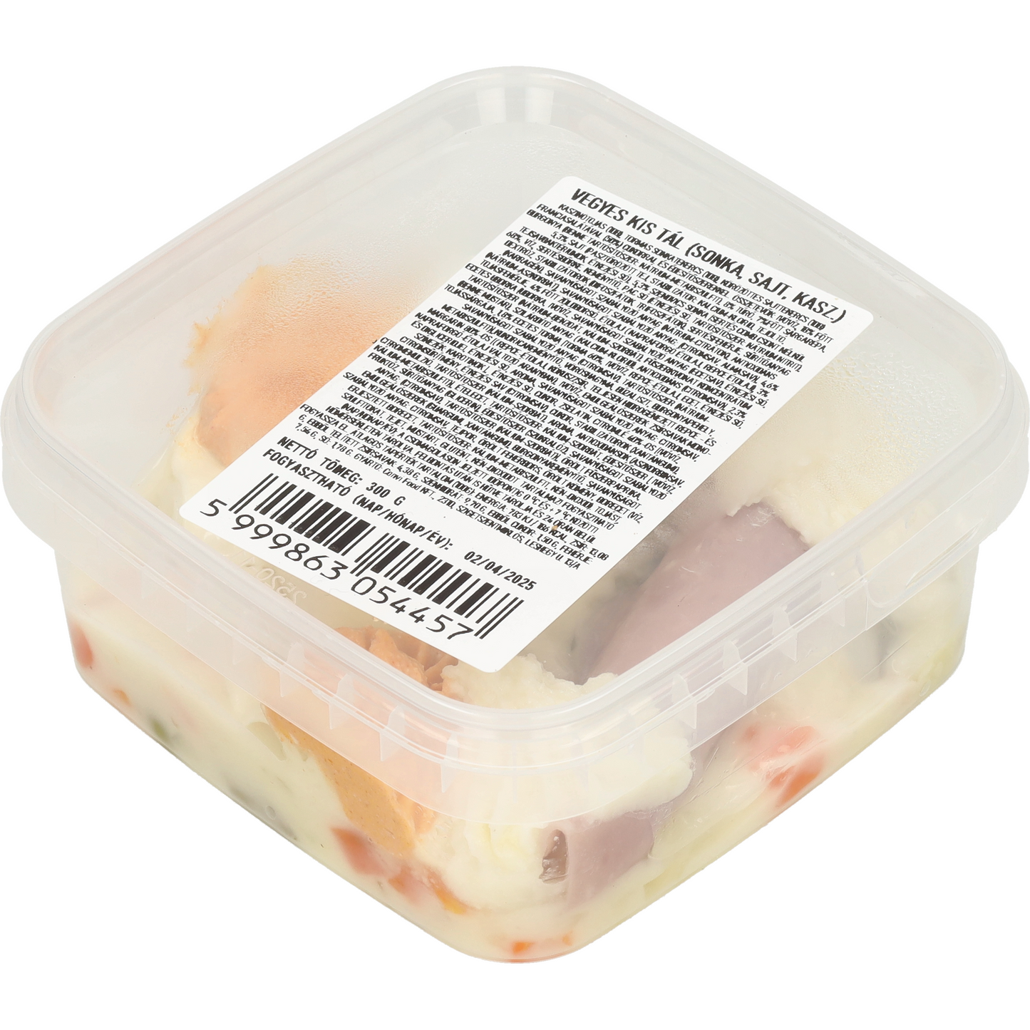 Kaszinótojás, tormás sonkatekercs, körözöttes sajttekercs franciasalátával 300g