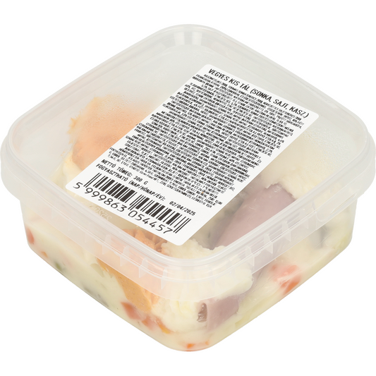 Kaszinótojás, tormás sonkatekercs, körözöttes sajttekercs franciasalátával 300g