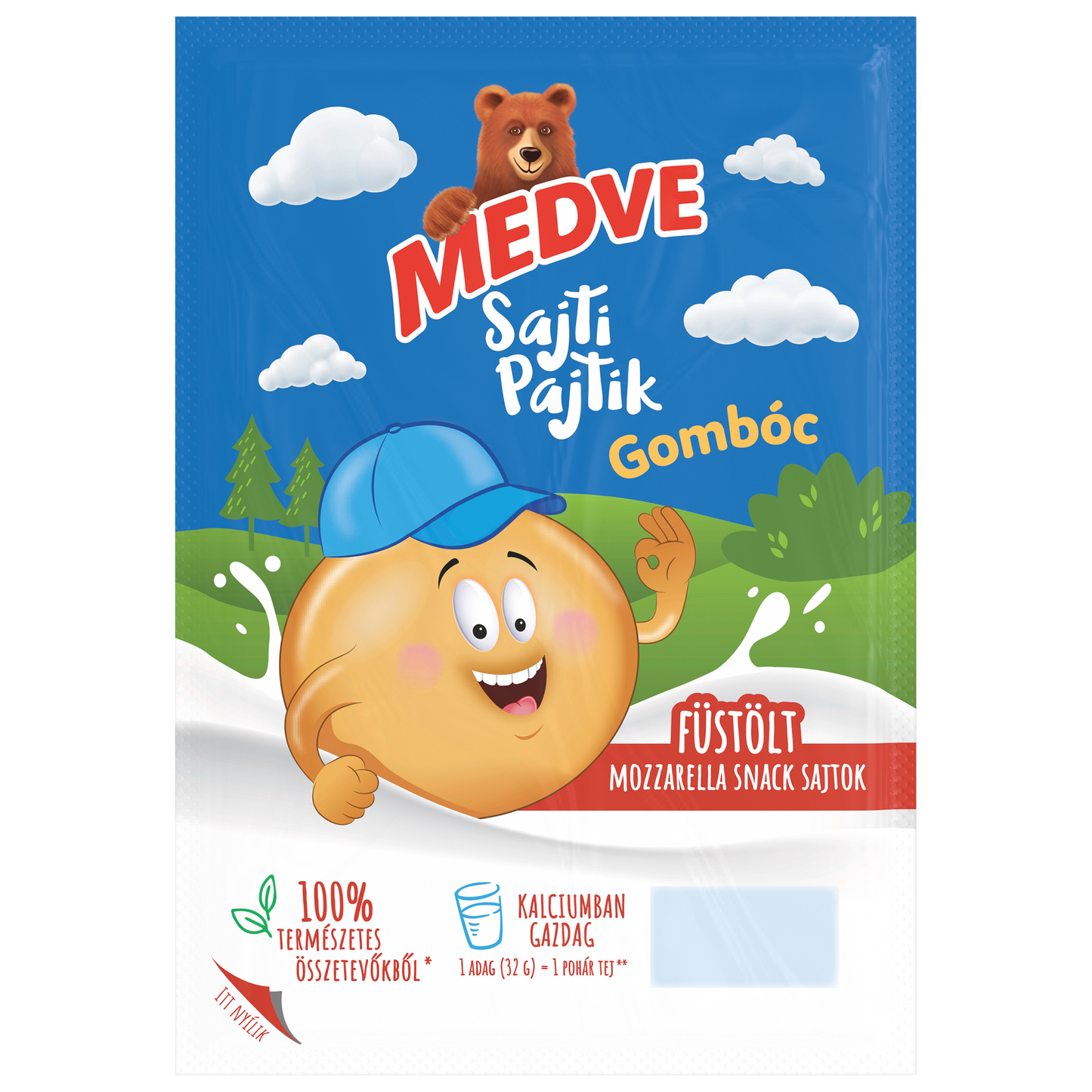 Medve Sajti Pajtik Gombóc füstölt mozzarella snack sajtok 96 g