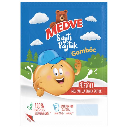 Medve Sajti Pajtik Gombóc füstölt mozzarella snack sajtok 96 g