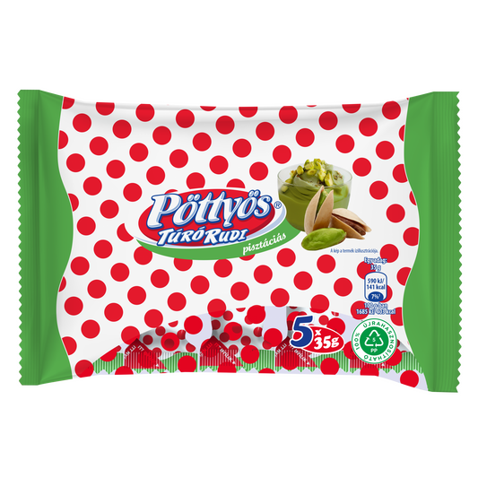 Pöttyös Túró Rudi pisztáciás túródesszert kakaós étbevonattal, pisztáciás töltelékkel 5 x 35 g