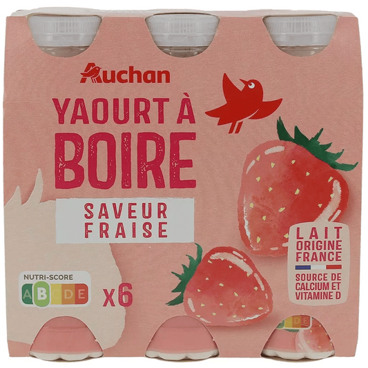 Auchan Kedvenc epres ivójoghurt 6x180 g