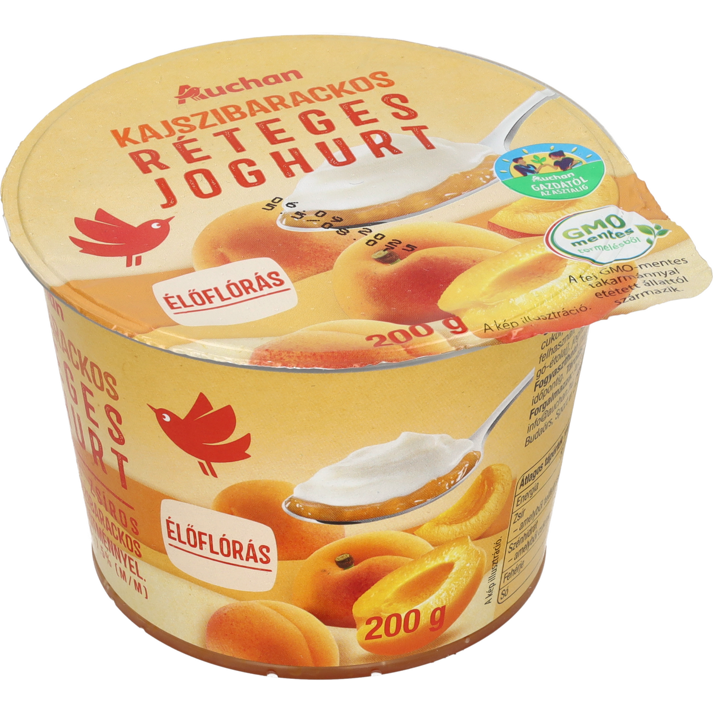 Auchan Kedvenc Gazdától az asztalig réteges joghurt barackos 200 g