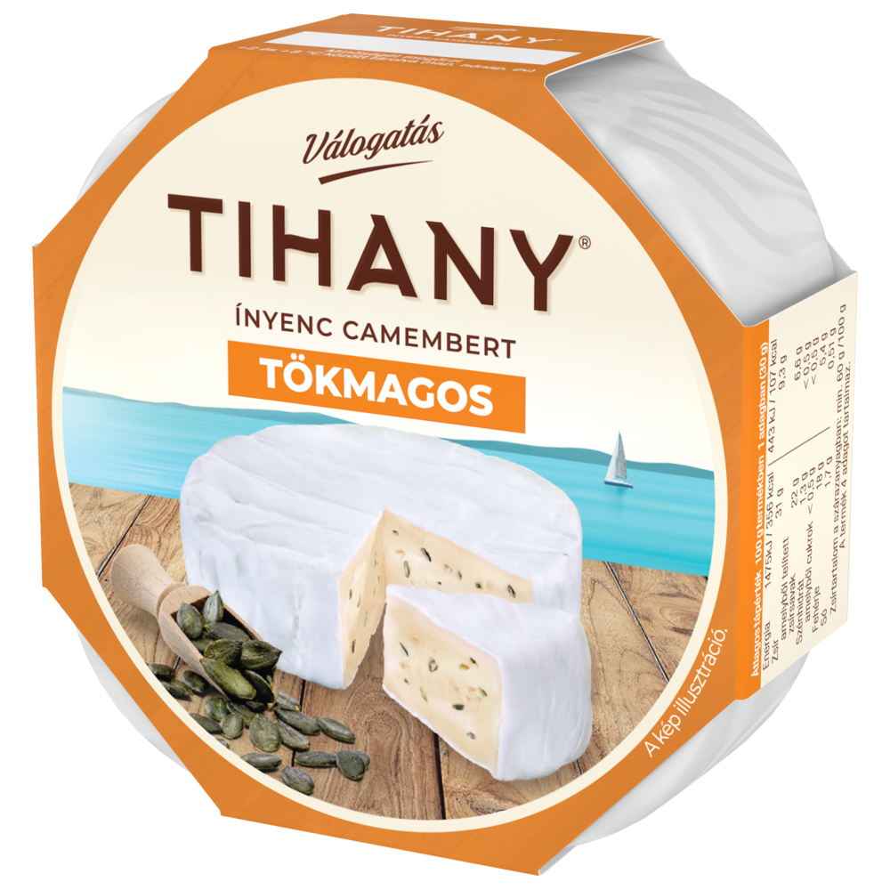Tihany Válogatás Ínyenc Camembert tökmagos zsírdús lágy sajt 120 g