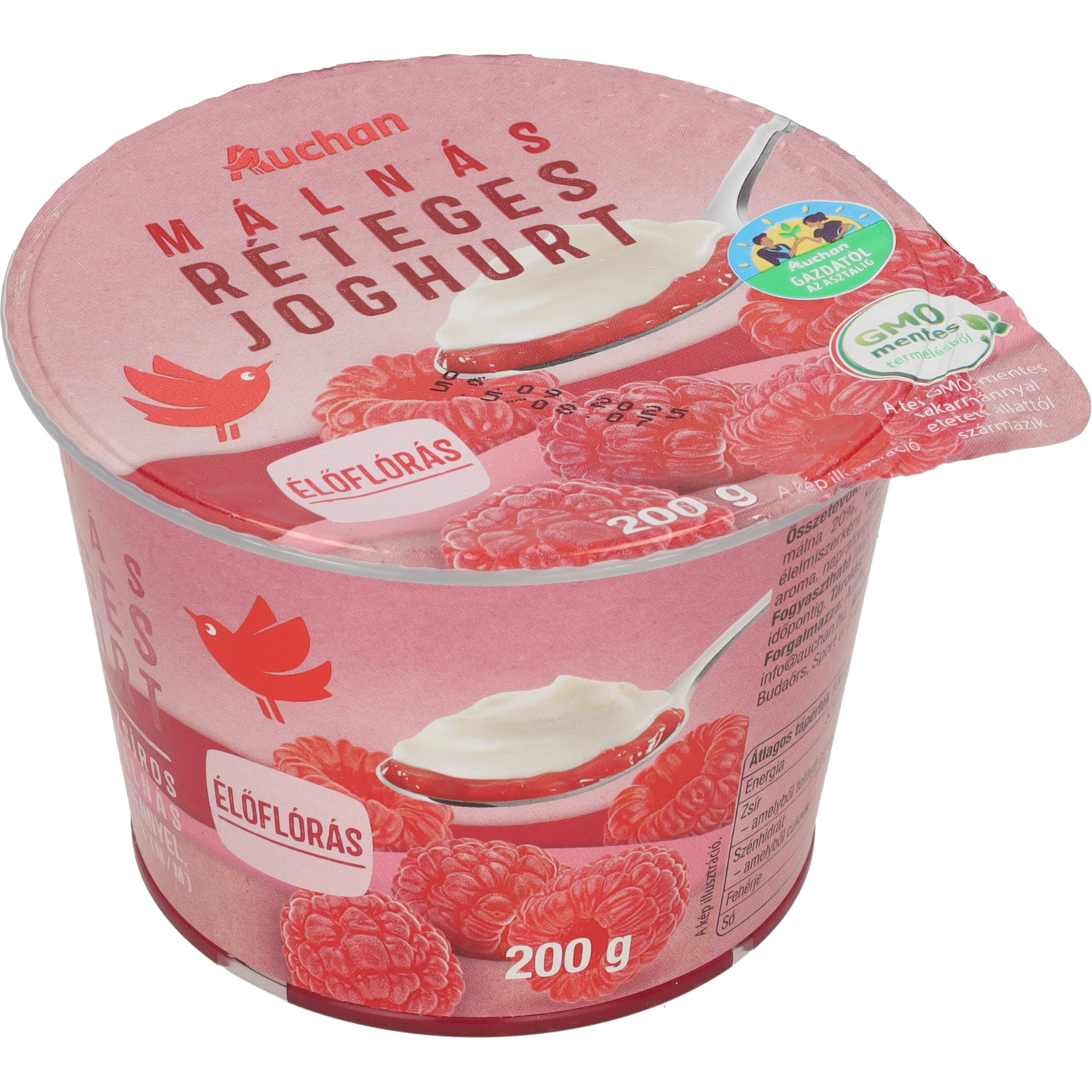 Auchan Kedvenc Gazdától az asztalig  málnás réteges joghurt 200 g