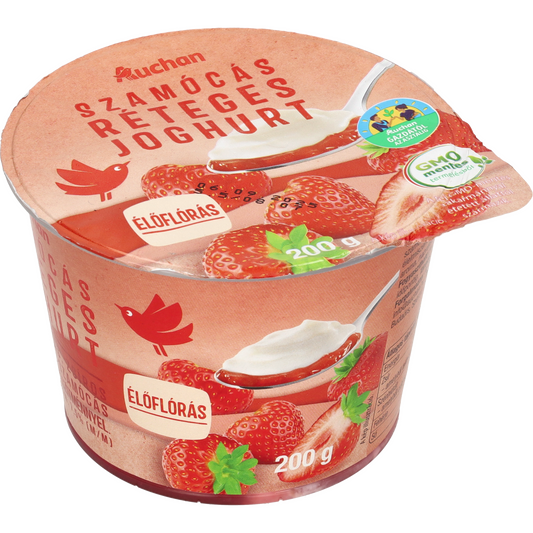 Auchan Kedvenc Gazdától az asztalig szamóca réteges joghurt 200 g