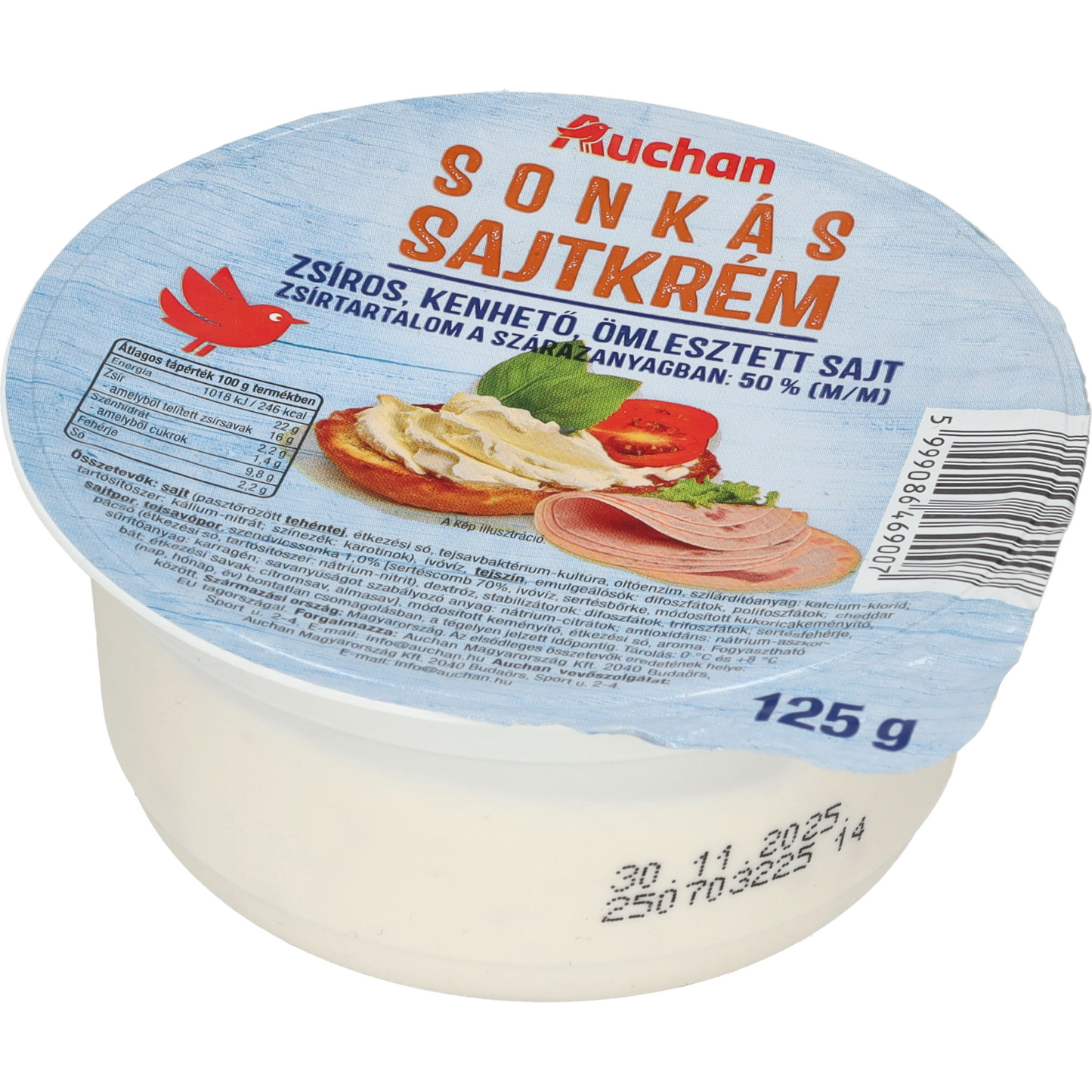 Auchan Kedvenc sajtkrém sonkás 125 g