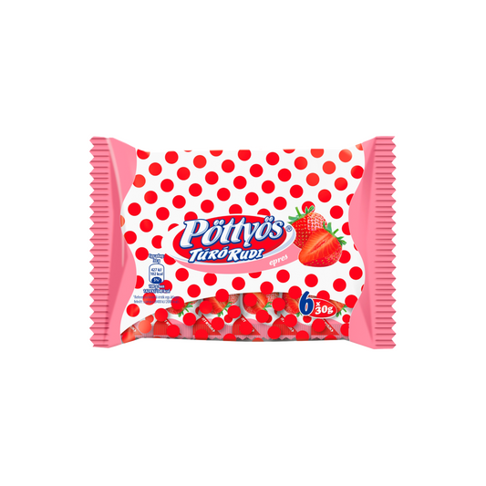 Pöttyös Túró Rudi desszertkészítmény kakaós étbevonattal, epres töltelékkel 6 x 30 g (180 g)