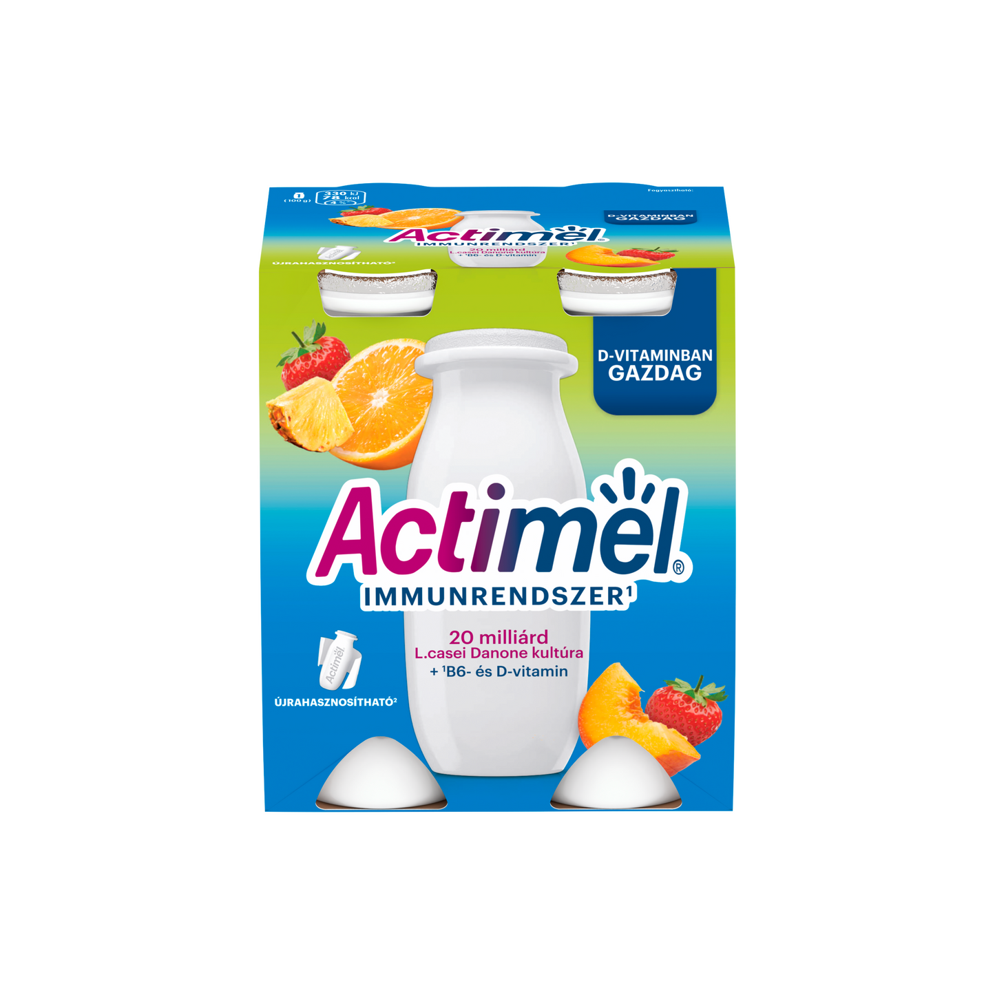 Danone Actimel vegyes gyümölcsízű zsírszegény joghurtalapú ital 4 x 100 g (400 g)