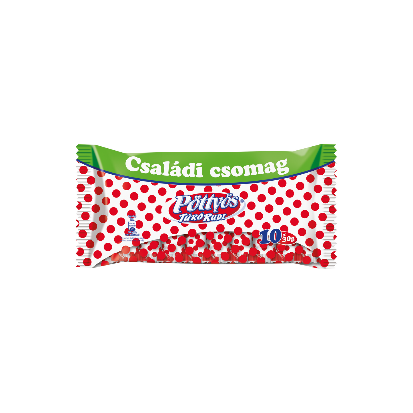 Pöttyös Túró Rudi natúr túródesszert kakaós étbevonattal 10 x 30 g (300 g)