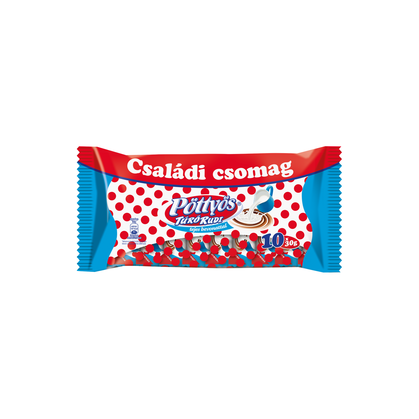 Pöttyös Túró Rudi natúr túródesszert tejes bevonattal 10 x 30 g (300 g)