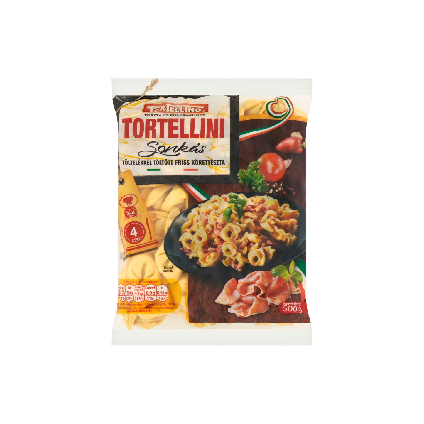 Tortellino Tortellini sonkás töltelékkel töltött friss körettészta 500 g