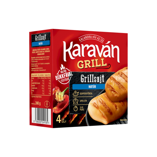 Karaván Grill bükkfával füstölt félkemény zsíros füstölt natúr grillsajt 4 db 240 g