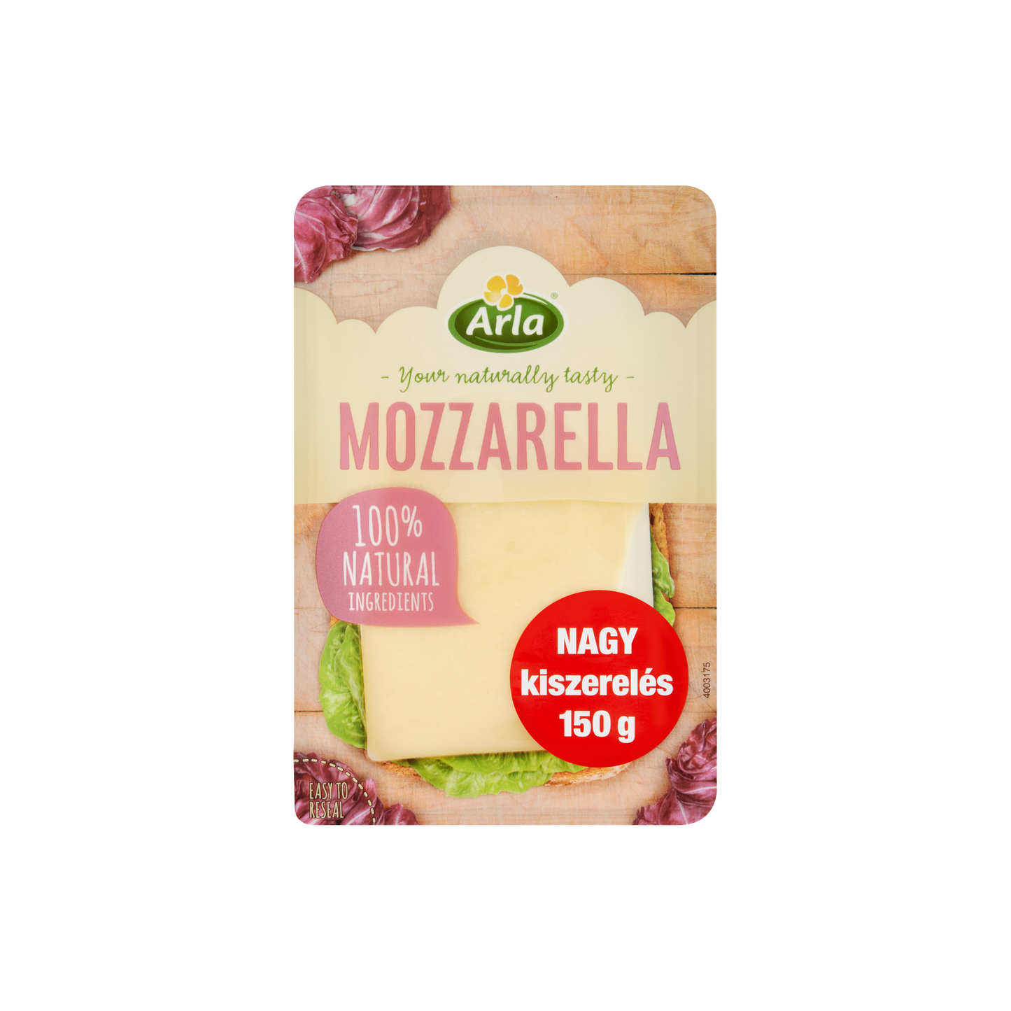 Arla félzsíros, félkemény, szeletelt mozzarella sajt 150 g