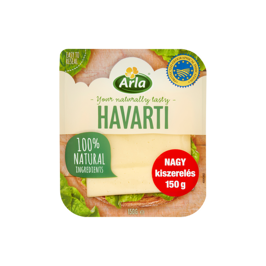 Arla szeletelt havarti röglyukas zsírdús, félkemény sajt 150 g