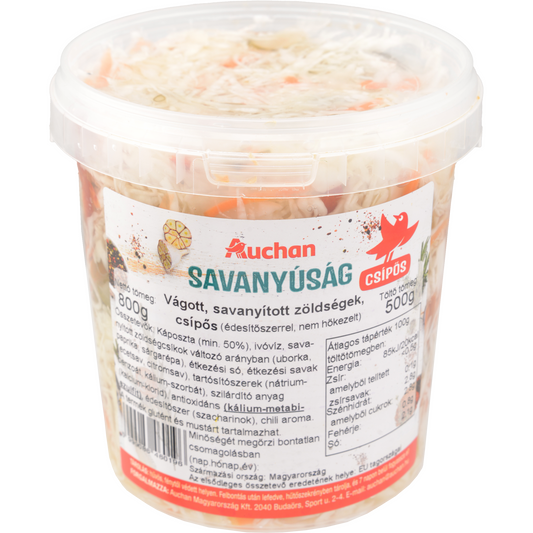 Auchan Kedvenc vegyes savanyúság, csípős, vödrös 500 g