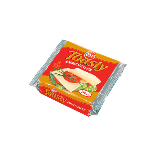 Zott Toasty Emmentaler szeletelt, ementáli ízű, zsíros ömlesztett sajt 8 x 18,75 g (150 g)